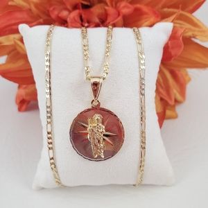 St Jude Tri Color Gold Plated Necklace